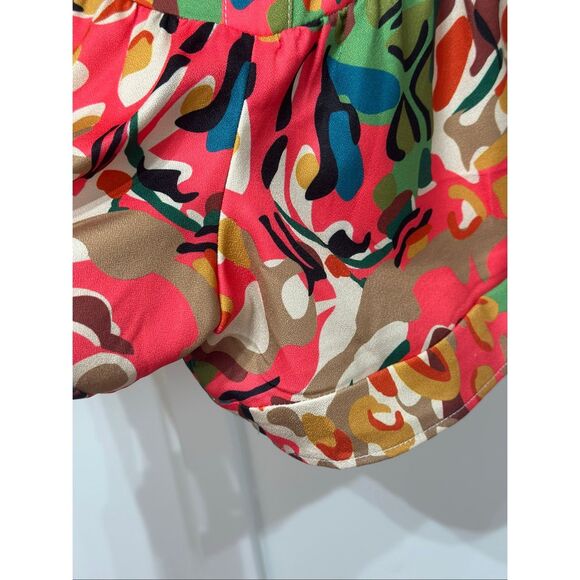 NWT Commense Print Low Cut Ruffle Short Jumpsuit Romper Women's Small - Picture 7 of 16